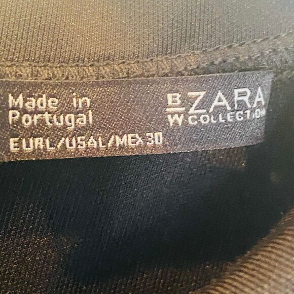 ZARA Collection Collared Back Zip Half Sleeve Stretch Blouse Black Large - Picture 4 of 5